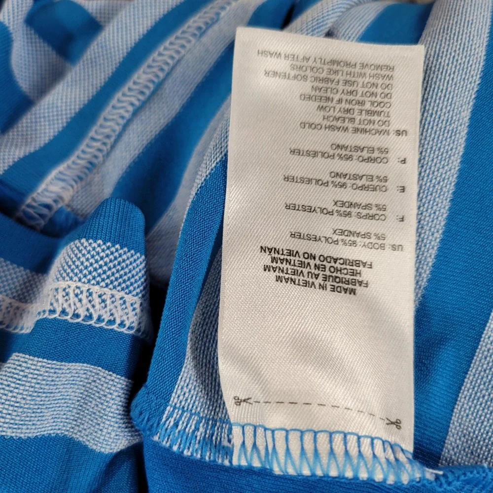 Adidas Golf Climacool Mens 2XL Polo Shirt Blue Aqua Striped Performance Short Sl